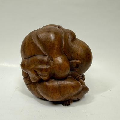 Hand-carved Wooden Sculpture - Weeping Buddha or Weeping Yogi