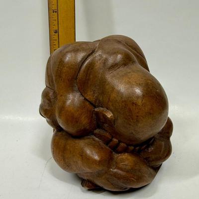 Hand-carved Wooden Sculpture - Weeping Buddha or Weeping Yogi