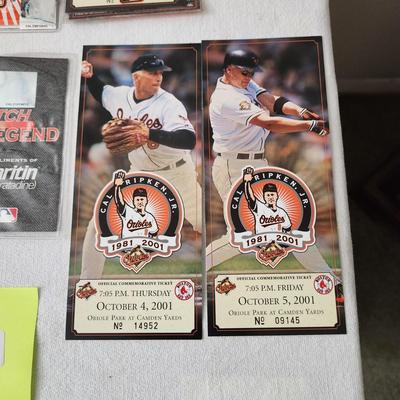 Cal Ripken 1981 2001 Logo Patches & Last games Tickets