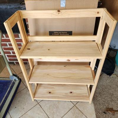 Solid Pine Instant Folding & Stacking 3 Shelves Unit in box 27"x11.25'Dx37.5"H 1 or 3