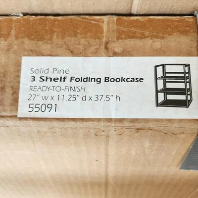 Solid Pine Instant Folding & Stacking 3 Shelves Unit in box 27"x11.25'Dx37.5"H 2 or 3