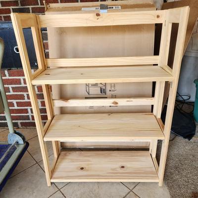 Solid Pine Instant Folding & Stacking 3 Shelves Unit in box 27"x11.25'Dx37.5"H 3 or 3