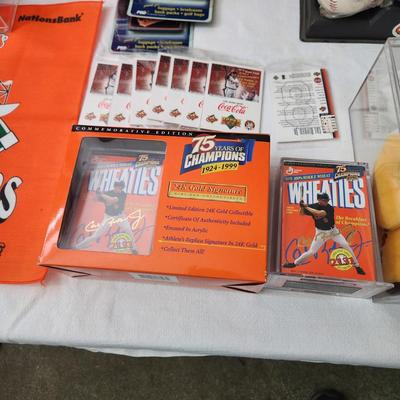 Large Maryland Sports Collectable Lot Ripken Wheaties, Vintage Oriole Bird Coke Bottles , Orioles & Terps Wood balls , Ripken...