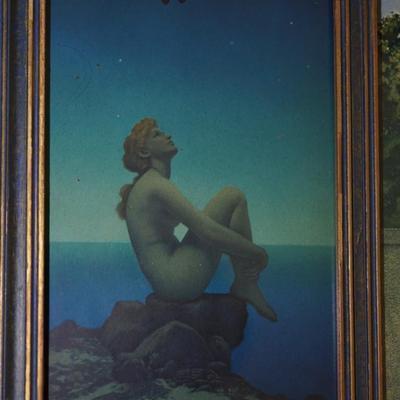 MAXFIELD PARRISH -TRI ART DECO STYLE FRAME THREE VINTAGE 1926 PRINTS IN ART DECO FRAME