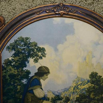 MAXFIELD PARRISH -TRI ART DECO STYLE FRAME THREE VINTAGE 1926 PRINTS IN ART DECO FRAME