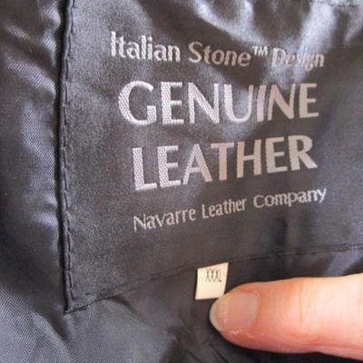 Men's faux double breasted black genuine leather trench coat