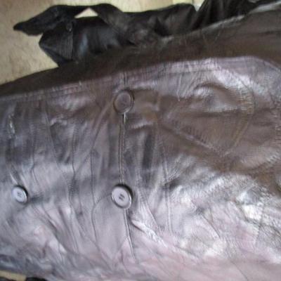 Men's faux double breasted black genuine leather trench coat