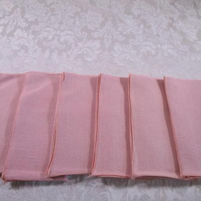 6 woven linen pink napkins