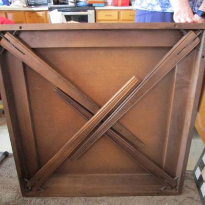 Vintage card table, wood with padded vinyl center