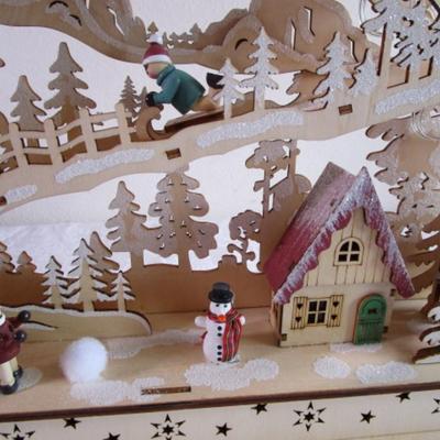 LED-lighted Chaletscape carved wood display