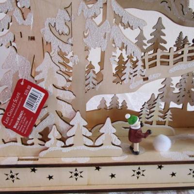 LED-lighted Chaletscape carved wood display