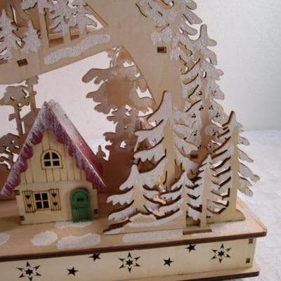 LED-lighted Chaletscape carved wood display