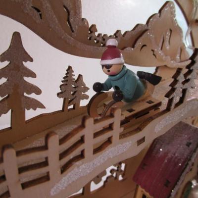 LED-lighted Chaletscape carved wood display