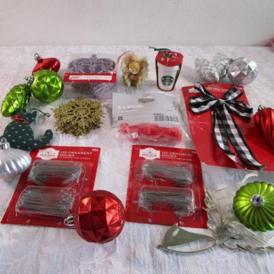 Christmas ornaments and hangers, various sizes, some new in box