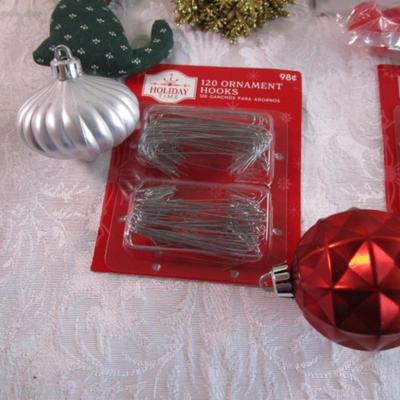 Christmas ornaments and hangers, various sizes, some new in box