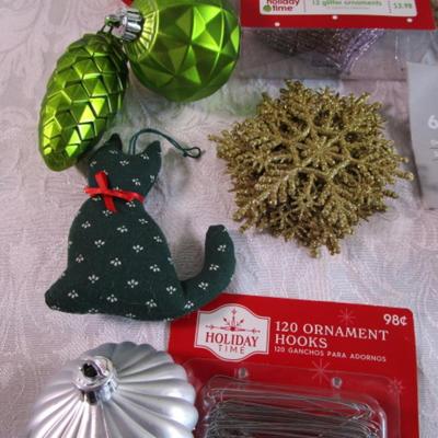 Christmas ornaments and hangers, various sizes, some new in box