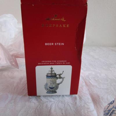 New in box Hallmark beer stein Christmas ornament