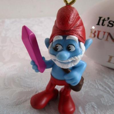 New Ceramic snowman, Pappa Smurf ornament & Ceramic Easter décor