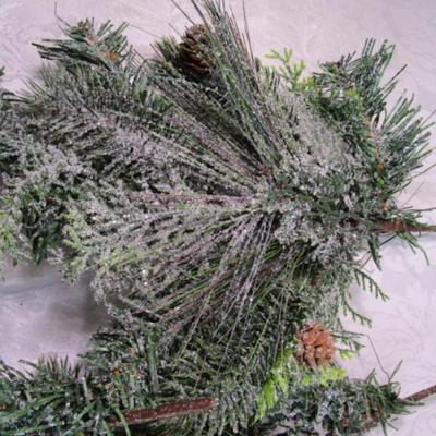 8 pine boughs, some with pinecones, some frosted