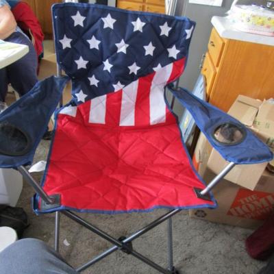 New red, white & blue folding camp chair