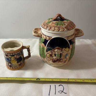 Vintage Royal Sealy German Style Humidor and Pipe Holder and Beer Stein Mustache Cup