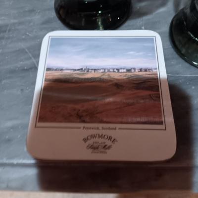ICE BUCKET, COASTERS AND DRINKING GLASSES