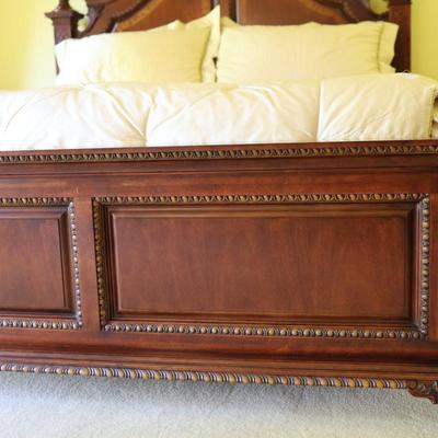 Carved Mahogany Traditional King Frame with Mattress