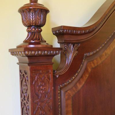 Carved Mahogany Traditional King Frame with Mattress