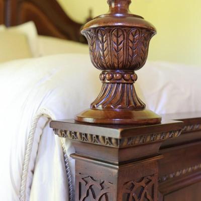 Carved Mahogany Traditional King Frame with Mattress