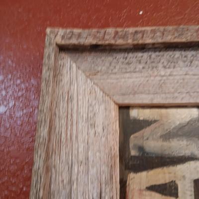 SIGNED K COOPER PAINTING "AMERICAN INDIAN" IN BARN WOOD FRAME