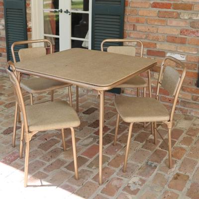 Vintage Mid Century Hamilton Cosco Folding Card Table & Chair Set