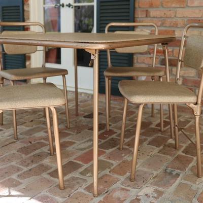 Vintage Mid Century Hamilton Cosco Folding Card Table & Chair Set