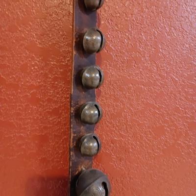 WOW! 7 FOOT ANTIQUE BELLS ON A LEATHER STRAP