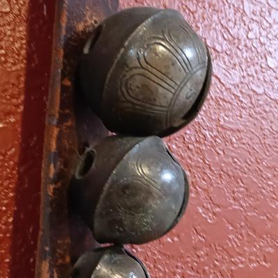 WOW! 7 FOOT ANTIQUE BELLS ON A LEATHER STRAP