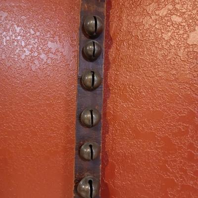 WOW! 7 FOOT ANTIQUE BELLS ON A LEATHER STRAP