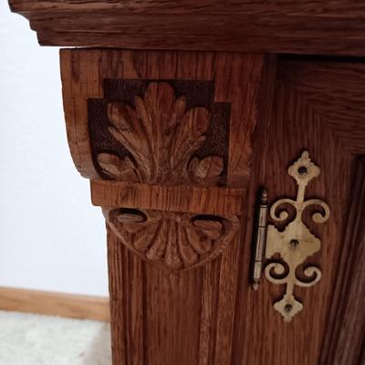 STUNNING HANDCRAFTED, HAND CARVED ANTIQUE SIDEBOARD WITH MARBLE TOP