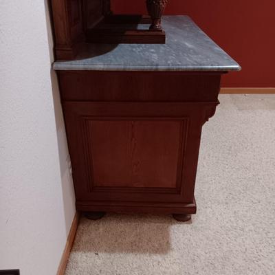 STUNNING HANDCRAFTED, HAND CARVED ANTIQUE SIDEBOARD WITH MARBLE TOP