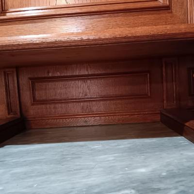 STUNNING HANDCRAFTED, HAND CARVED ANTIQUE SIDEBOARD WITH MARBLE TOP