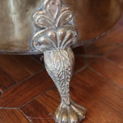 Large Vintage Brass Claw Footed Planter