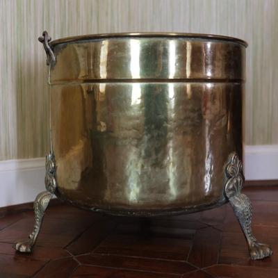 Large Vintage Brass Claw Footed Planter