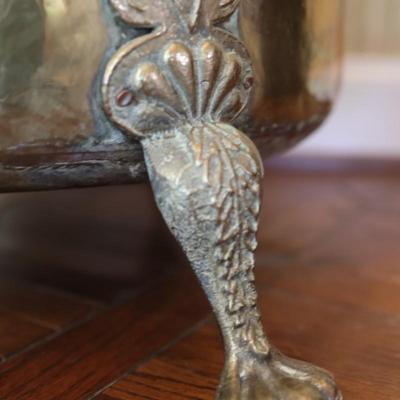 Large Vintage Brass Claw Footed Planter