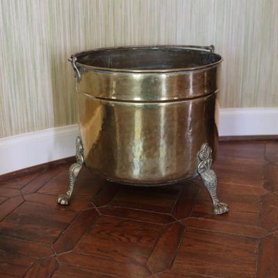 Large Vintage Brass Claw Footed Planter