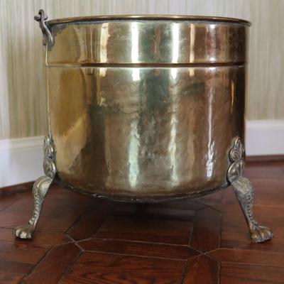Large Vintage Brass Claw Footed Planter