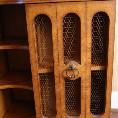 Wood Console with Two Wire Doors (See Details)