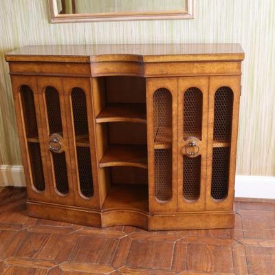 Wood Console with Two Wire Doors (See Details)