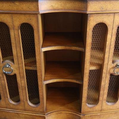 Wood Console with Two Wire Doors (See Details)