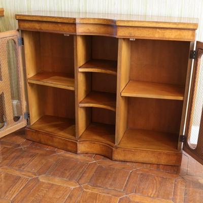 Wood Console with Two Wire Doors (See Details)