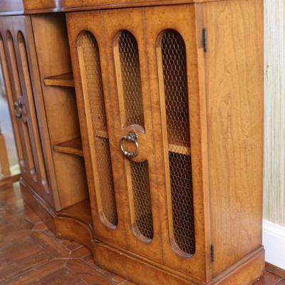 Wood Console with Two Wire Doors (See Details)