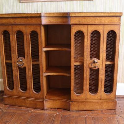 Wood Console with Two Wire Doors (See Details)