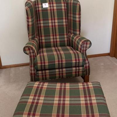 Plaid Chair and Ottoman